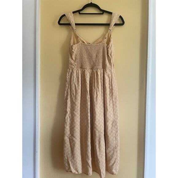 Abercrombie & Fitch Yellow Floral Tie Front Side Slit Midi Sundress Sz M Daisy - Picture 3 of 12